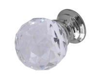 Frelan Hardware 25mm Faceted Glass Cupboard Knob Polished Chrome