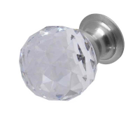 Frelan Hardware 25mm Faceted Glass Cupboard Knob Satin Chrome