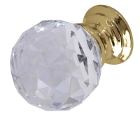 Frelan Hardware 30mm Faceted Glass Cupboard Knob Polished Brass