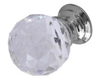 Frelan Hardware 30mm Faceted Glass Cupboard Knob Polished Chrome