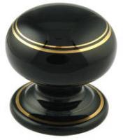 Frelan Hardware 50mm Classic Goldline Black Porcelain Cupboard Knob