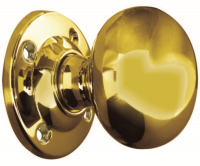 Frelan Hardware 52mm Unsprung Mushroom Door Knob on Rose Polished Brass