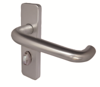 Frelan Hardware Bar Door Handle on Bathroom Plate Aluminium