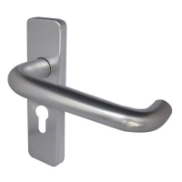 Frelan Hardware Bar Door Handle on Euro Plate Aluminium