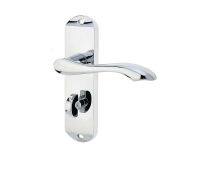 Frelan Hardware Broadway Door Handle on Bathroom Plate Polished Chrome