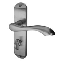 Frelan Hardware Broadway Door Handle on Bathroom Plate Satin Chrome