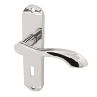 Frelan Hardware Broadway Door Handle on Lock Plate Polished Chrome