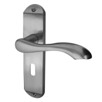 Frelan Hardware Broadway Door Handle on Lock Plate Satin Chrome