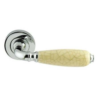 Frelan Hardware Cream Crackle Porcelain Door Handle on Rose Polished Chrome