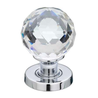 Frelan Hardware Facetted Glass Door Knob on Rose Polished Chrome