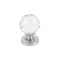 Frelan Hardware Facetted Glass Door Knob on Rose Satin Chrome