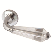 Frelan Hardware Fluted Glass Door Handle on Rose Polished Chrome