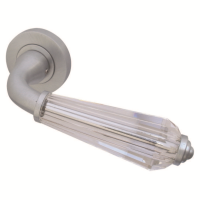 Frelan Hardware Fluted Glass Door Handle on Rose Satin Chrome