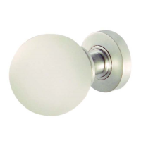 Frelan Hardware Frosted Ball Glass Door Knob on Rose Satin Chrome