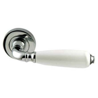 Frelan Hardware Oxford Porcelain Door Handle on Rose White/Polished Chrome