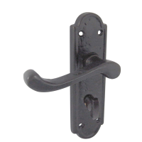 Frelan Hardware Turnberry Suite Door Handle on Bathroom Plate Black Antique