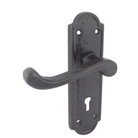 Frelan Hardware Turnberry Suite Door Handle on Lock Plate Black Antique