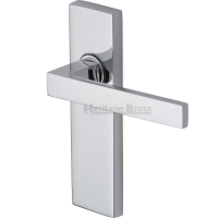 Heritage Brass Delta Door Handle On Latch Plate Polished Chrome