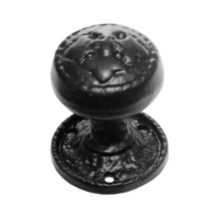 Kirkpatrick Patterned Door Knob on Rose Black Antique