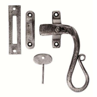 Ludlow Foundries Hand Forged Right Hand Shepherd's Crook Locking Casement Fastener Pewter