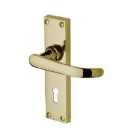 M.Marcus Project Hardware Avon Door Handle on Lock Plate Polished Brass