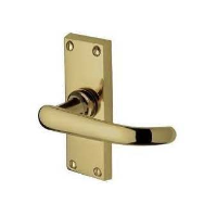 M.Marcus Project Hardware Avon Door Handle on Short Latch Plate Polished Brass
