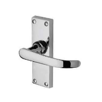 M.Marcus Project Hardware Avon Door Handle on Short Latch Plate Polished Chrome