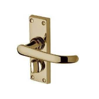 M.Marcus Project Hardware Avon Door Handle on Short Privacy Plate Polished Brass