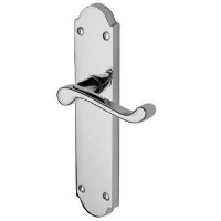 M.Marcus Project Hardware Kensington Door Handle on Latch Plate Polished Chrome