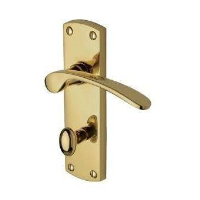 M.Marcus Project Hardware Luca Door Handle on Bathroom Plate Polished Brass