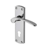 M.Marcus Project Hardware Luca Door Handle on Euro Plate Polished Chrome