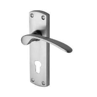 M.Marcus Project Hardware Luca Door Handle on Euro Plate Satin Chrome