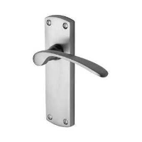 M.Marcus Project Hardware Luca Door Handle on Latch Plate Satin Chrome
