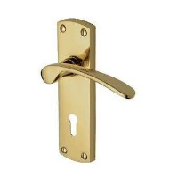 M.Marcus Project Hardware Luca Door Handle on Lock Plate Polished Brass