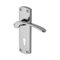 M.Marcus Project Hardware Luca Door Handle on Lock Plate Polished Chrome