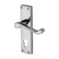 M.Marcus Project Hardware Malvern Door Handle on Euro Plate Polished Chrome