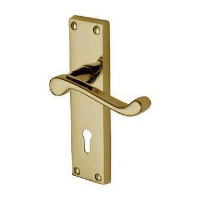 M.Marcus Project Hardware Malvern Door Handle on Lock Plate Polished Brass