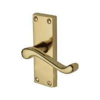 M.Marcus Project Hardware Malvern Door Handle on Short Latch Plate Polished Brass