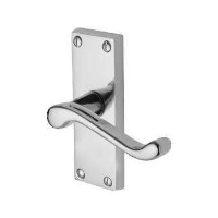 M.Marcus Project Hardware Malvern Door Handle on Short Latch Plate Polished Chrome