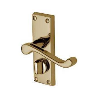 M.Marcus Project Hardware Malvern Door Handle on Short Privacy Plate Polished Brass
