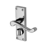 M.Marcus Project Hardware Malvern Door Handle on Short Privacy Plate Polished Chrome