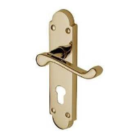 M.Marcus Project Hardware Milton Door Handle on Euro Plate Polished Brass