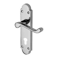 M.Marcus Project Hardware Milton Door Handle on Euro Plate Polished Chrome