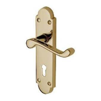 M.Marcus Project Hardware Milton Door Handle on Lock Plate Polished Brass