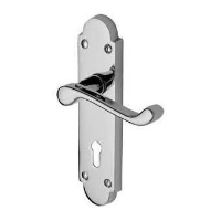M.Marcus Project Hardware Milton Door Handle on Lock Plate Polished Chrome
