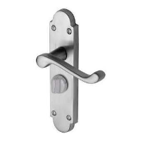 M.Marcus Project Hardware Milton Door Handle on Privacy Plate Satin Chrome