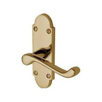 M.Marcus Project Hardware Milton Door Handle on Short Latch Plate Polished Brass