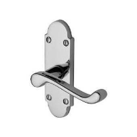 M.Marcus Project Hardware Milton Door Handle on Short Latch Plate Polished Chrome