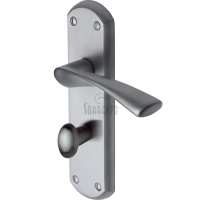 Sorrento Atlanta Door Handle on Bathroom Plate Satin Chrome