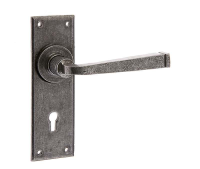 Valley Forge Lever Handle On Lock Plate Pewter